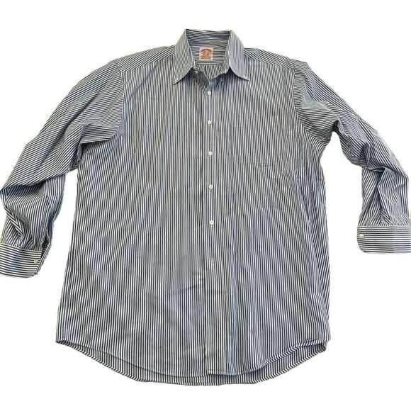 Vintage Brooks Brothers, Made In Hong Kong, Blue & White Striped  16.5/4 - Picture 1 of 5